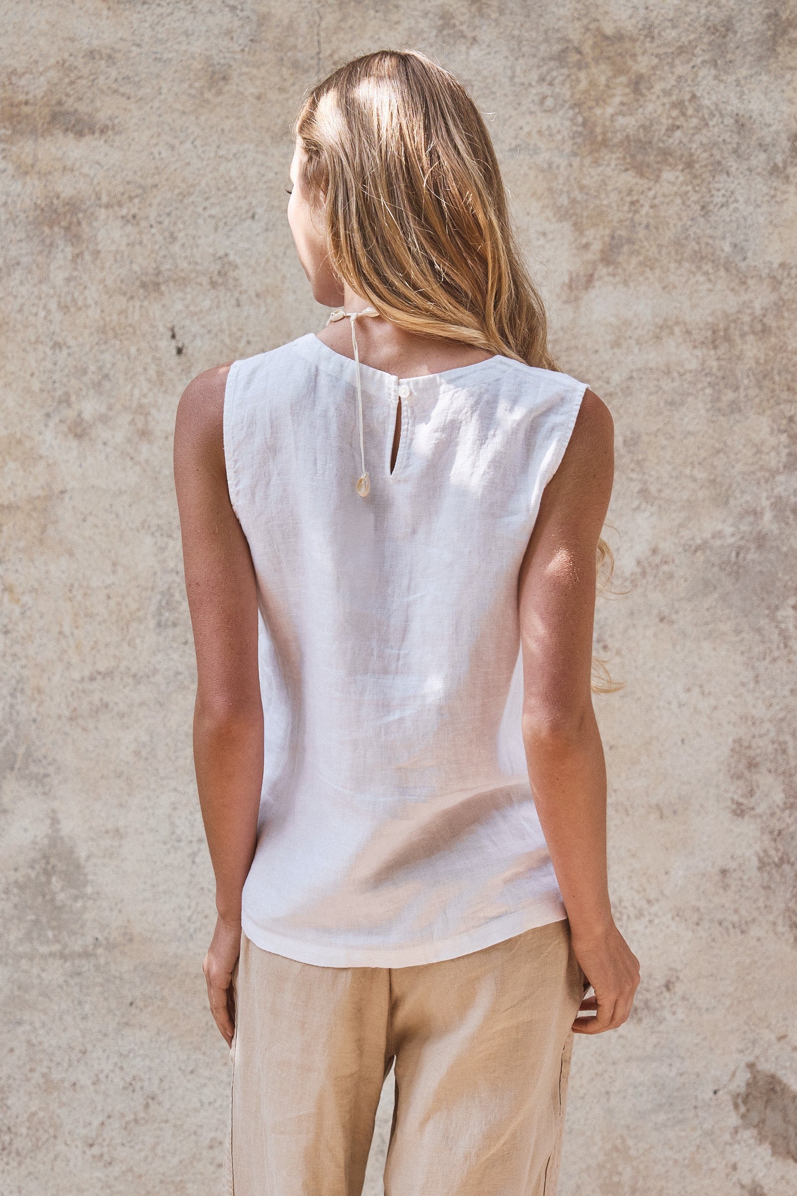 Minimal Muse Linen Sleeveless Top in WHITE - Women's Fashion | Urban Daizy