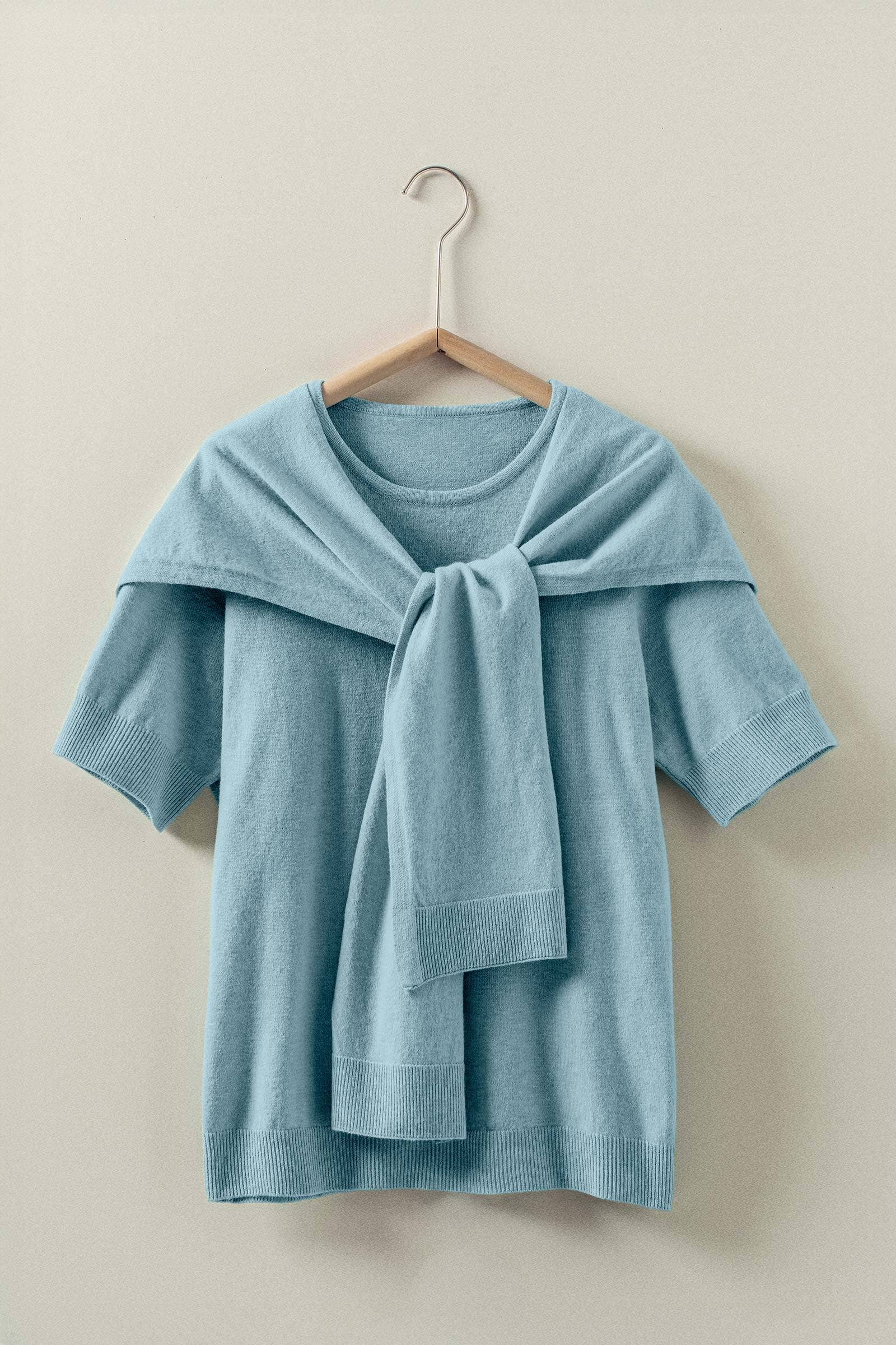 Faux Layered Tie-Front Knit Top