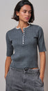 Wool Blend Cable Knit Henley with Contrast Neckline in GREY - Women's Sweaters | Urban Daizy