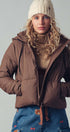 Urban Daizy Cozy Drawstring Hooded Puffer Jacket Black Puffer Jacket - Women's (UDZ-KN-00653) – alternate view 2