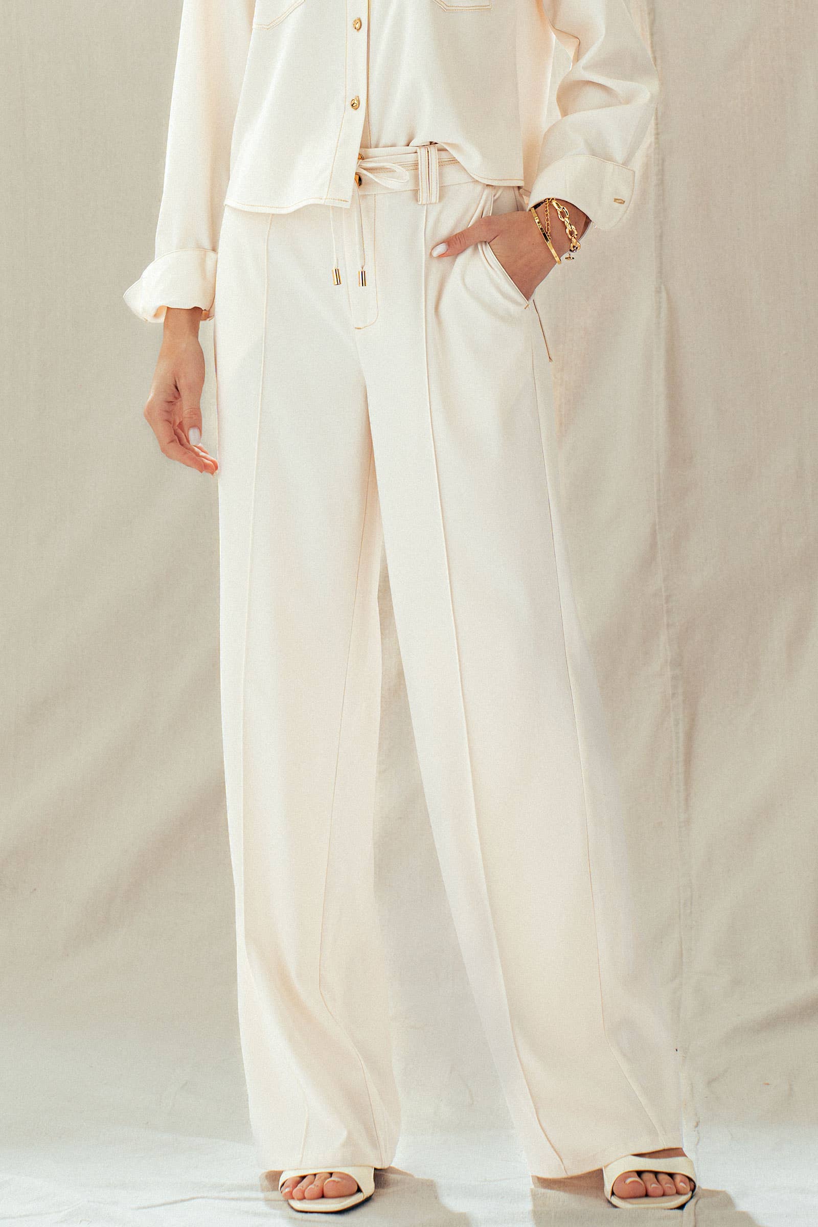 Drawstring Wide Leg Pants