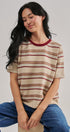 Striped Knit Tee Vintage 70s Retro Boho Coastal Top for Wome in IVORY - Women's T-Shirts & Polos | Urban Daizy