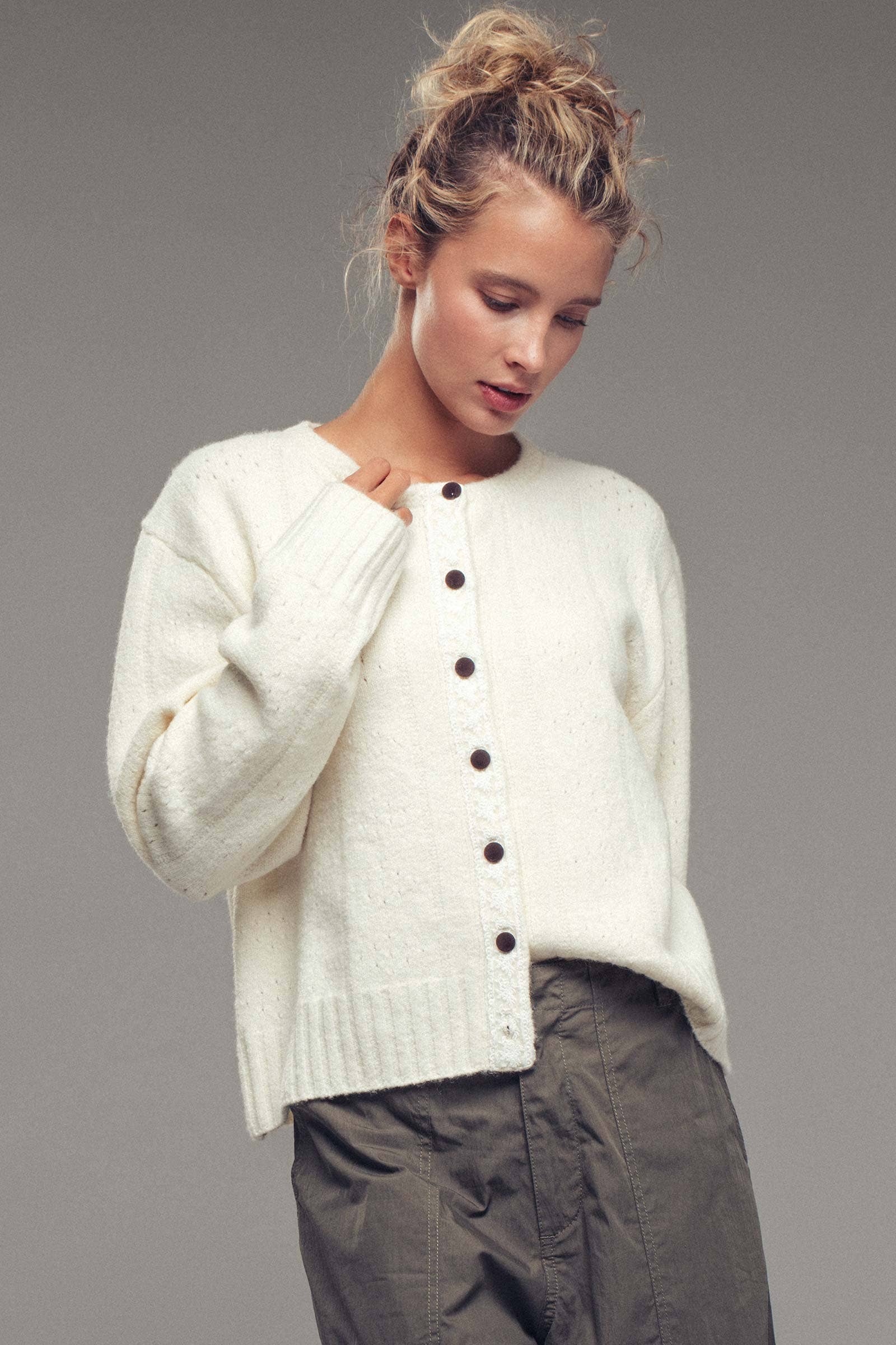 Urban Daizy Lace Trim Wool Blend Cardigan Pastel-Blue Cardigan - Women's (UDZ-KN-00652) – alternate view 6