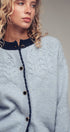 Textured Yoke Contrast Trim Knit Cardigan | wholesale cardigan - women's | Urban Daizy