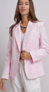 Pinstripe Single-Button Notch Lapel Blazer in LT PINK - Women's Fashion | Urban Daizy