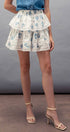 Urban Daizy Blue Rose Print Lace Trim Double Tiered Mini Skirt Ivory Skirt - Women's (UDZ-AC-00158) – alternate view 5