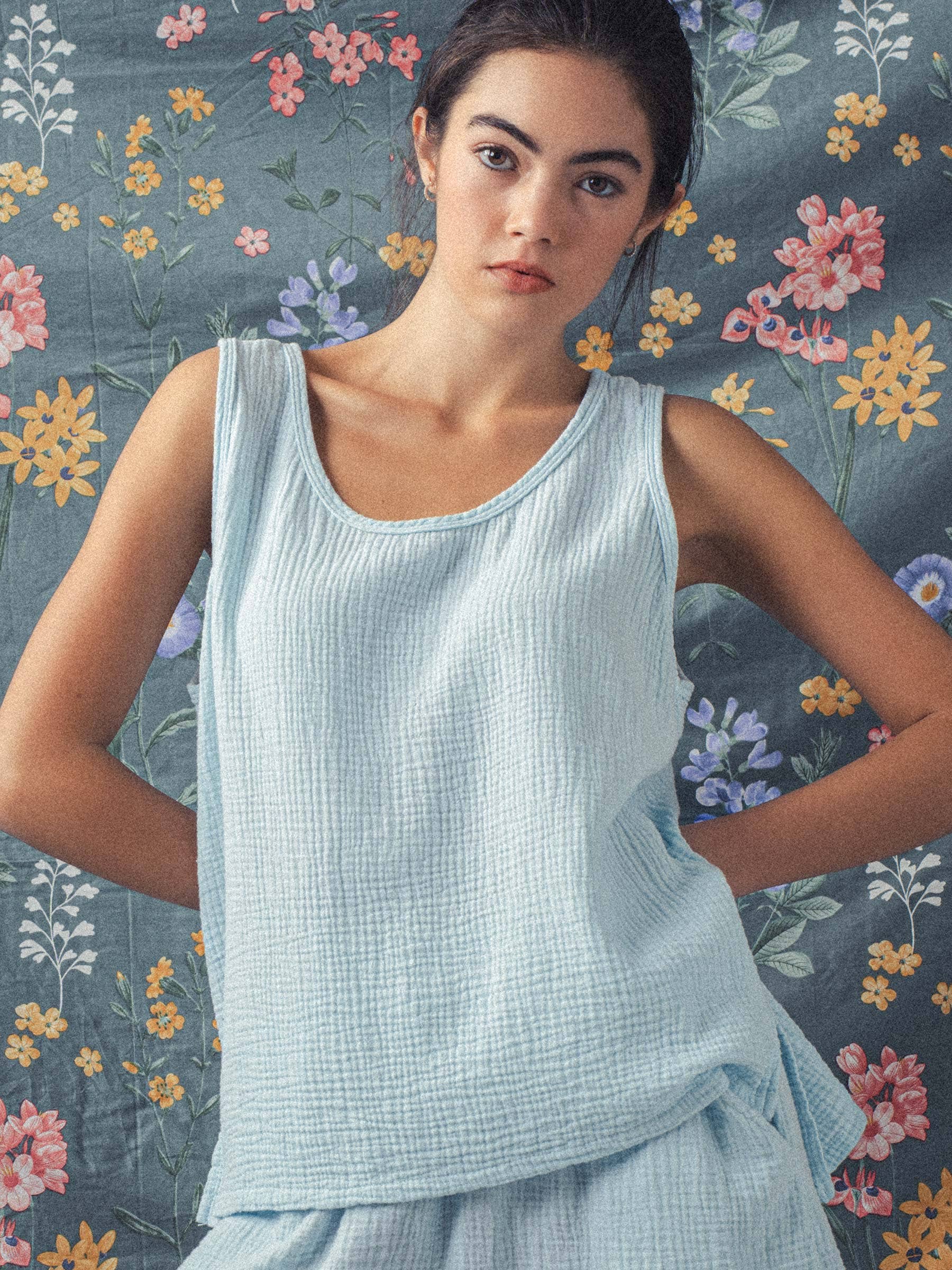 Urban Daizy Vintage Washed Double Gauze Tank Top Black Tank Top - Women's (UDZ-TP-00487) – alternate view 10