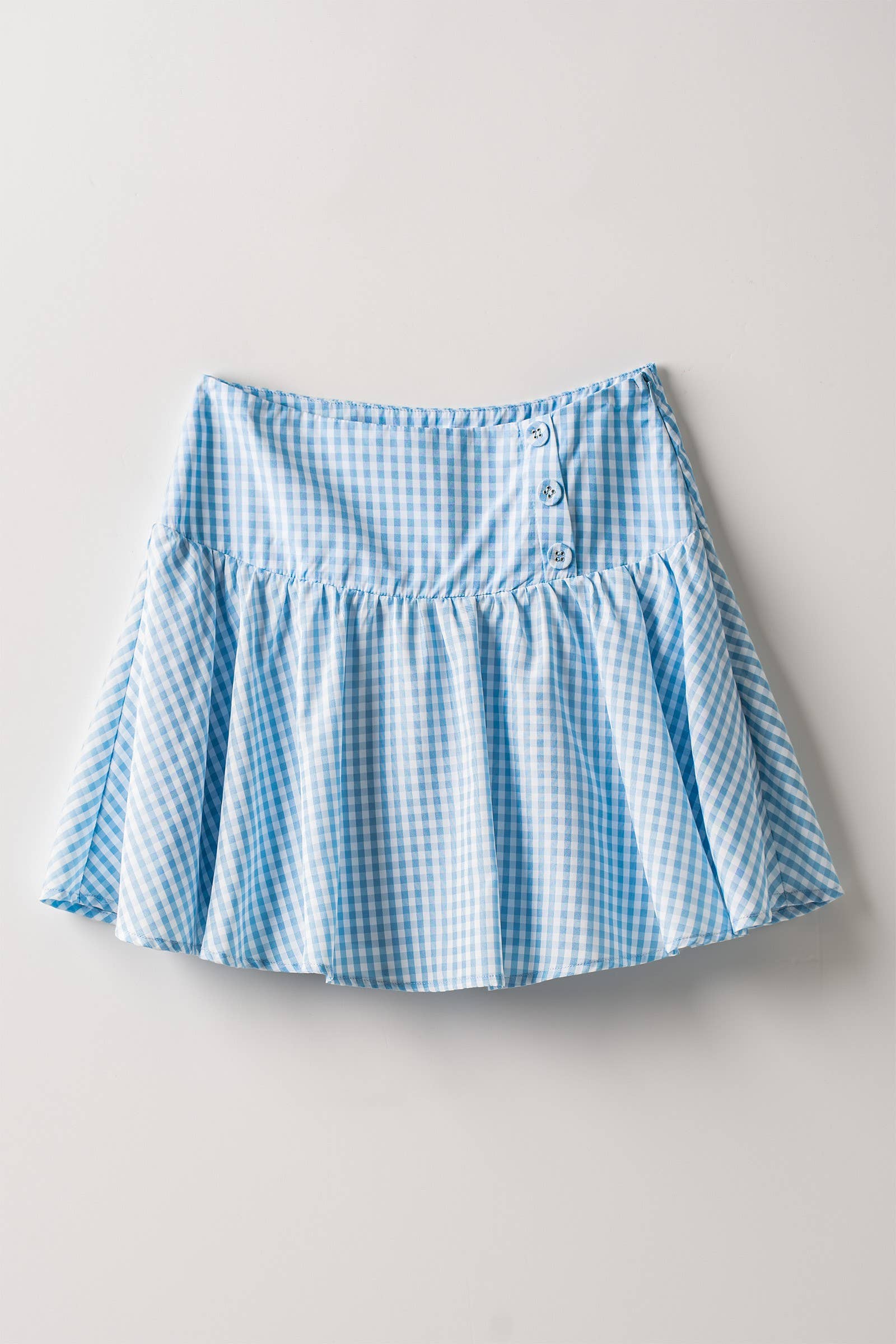 Urban Daizy Gingham Side-Button Mini Skirt Blue Skirt - Women's (UDZ-SK-00153)