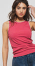 Urban Daizy Contrast Trim Ribbed Minimalist Statement Tank Top Berry-Pink Tank Top - Women's (UDZ-TP-00498) – alternate…
