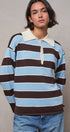 Striped Knit Rugby Polo Sweater in BROWN BLUE - Women's Sweaters | Urban Daizy