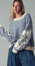 Urban Daizy Floral Embroidered Striped Knit Sweater Brown Knit Sweater - Women's (UDZ-TP-00814) – alternate view 12