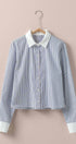 Urban Daizy Stripe Contrast Collar Button Down Shirt Stripe Button Down Shirt - Women's (UDZ-TP-01006)