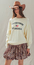 Urban Daizy United States 1776 Waffle Knit Cotton Pullover Peach Graphic Sweatshirt - Women's (TNTP3994) – alternate view 4