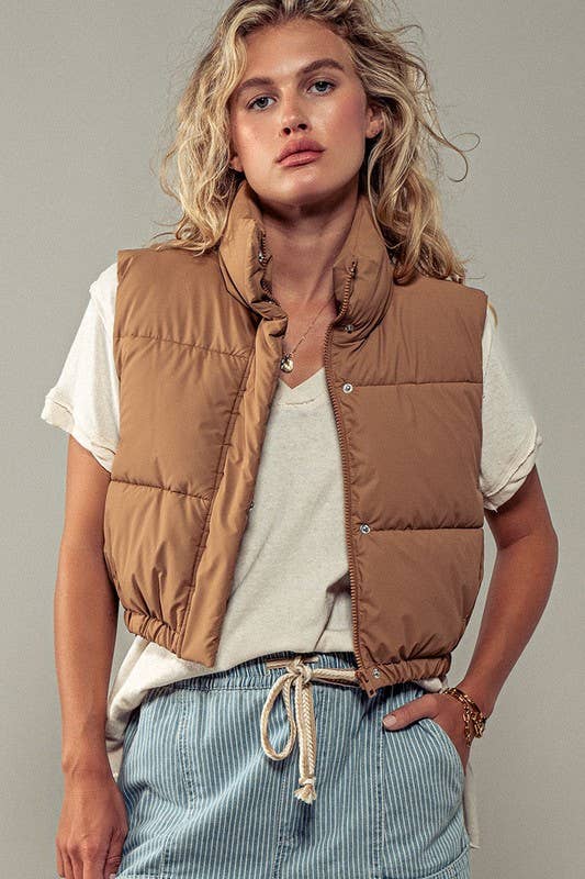 Urban Daizy Essential Puffer Down Vest with Adjustable Hem Black Outerwear Vest - Women's (UDZ-OT-00272) – alternate view 18