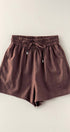 Urban Daizy Linen Blend Elastic Waist Drawstring Shorts Brown Shorts - Women's (UDZ-PT-00491)