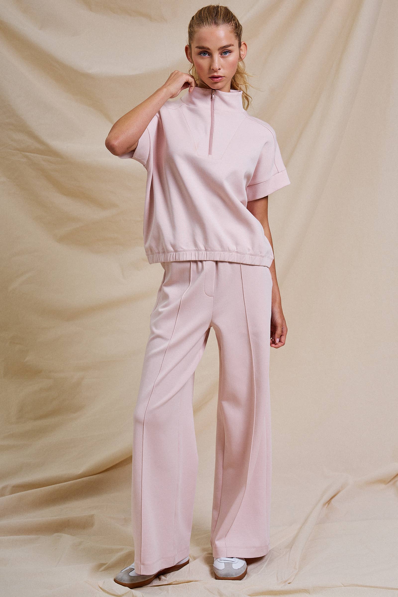 Half-Zip Short Sleeve Pullover Top