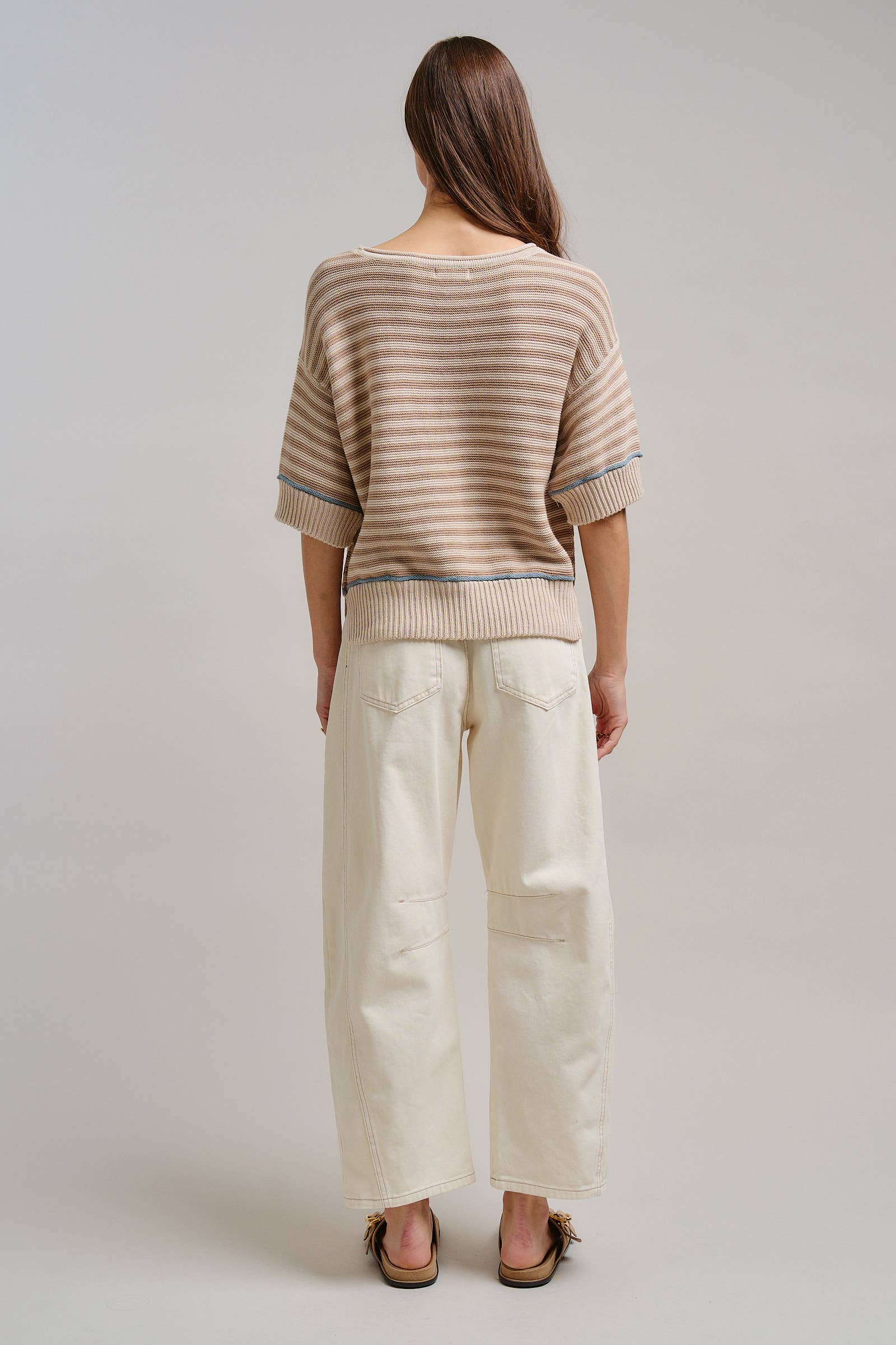 Urban Daizy Ecru White Wide Leg Barrel Jeans ECRU Jeans - Women's (TNPT0808-ECRU) – alternate view