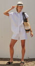 Coastal Ease Linen Short Sleeve Shirt in WHITE - Women's Tops | Urban Daizy