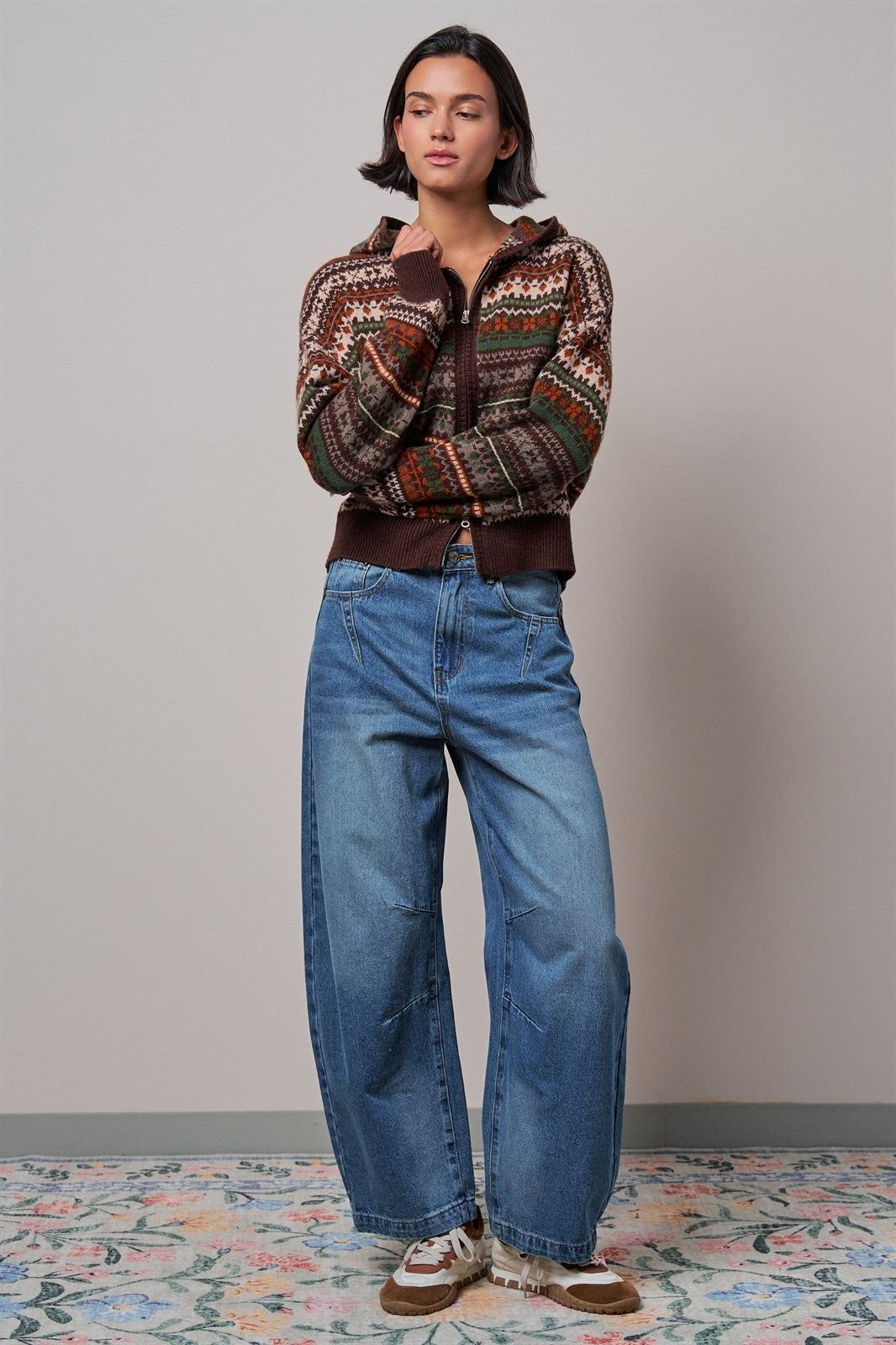 Retro Fade Wide-Leg Barrel Jeans in DENIM - Women's Wide Leg Jeans | Urban Daizy