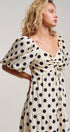 Urban Daizy Textured Polka Dot Tie-Front Puff Sleeve Maxi Dress Ivory Dress - Women's (TNDR1408-Ivory) – alternate view 9