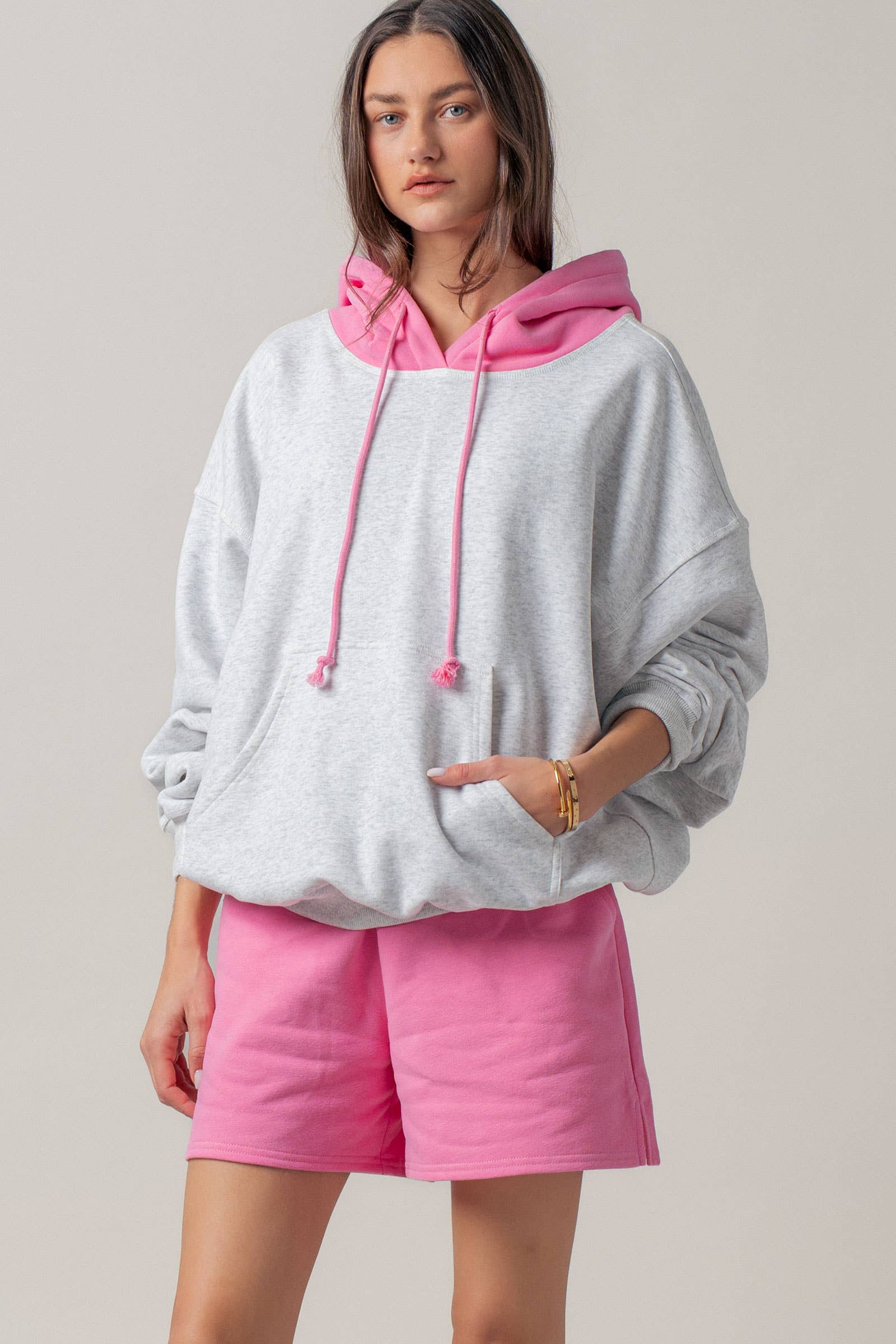 Urban Daizy Drawstring Sweat Shorts Side Slit Pink Shorts - Women's (UDZ-PT-00483) – alternate view 20