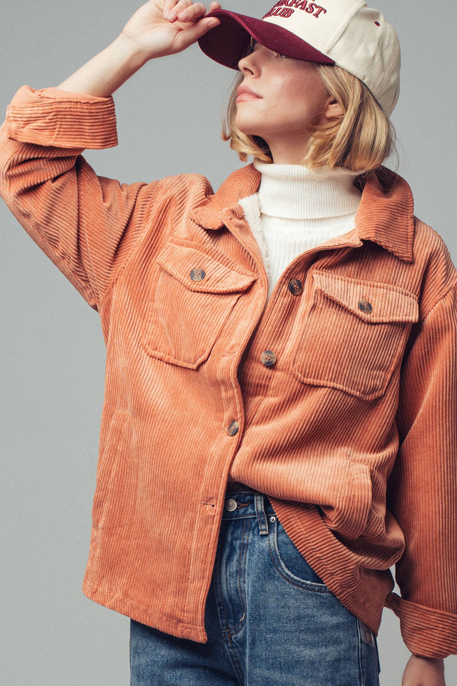 Urban Daizy Oversized Sherpa Lined Corduroy Shacket Beige Shirt Jacket Shacket - Women's (UDZ-OT-00163) – alternate view 11