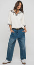 Urban Daizy Engineered Leg Wide Leg Denim Jeans Denim-Blue Lounge Sweatpants/Joggers - Women's (TNDN0284-Denim-Blue) ��� alternate 