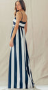 Urban Daizy Vertical Stripe Smocked Back Maxi Dress Ivory-Navy Dress - Women's (UDZ-DR-00526) – alternate view 7