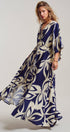 Urban Daizy Navy Abstract Leaf Print Caftan Maxi Dress Navy Dress - Women's (TNDR1631-Navy) – alternate view 3