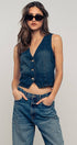 Urban Daizy Contrast Stitch Detail Button Front Denim Vest Denim Outerwear Vest - Women's (UDZ-OT-00231) – alternate view 9