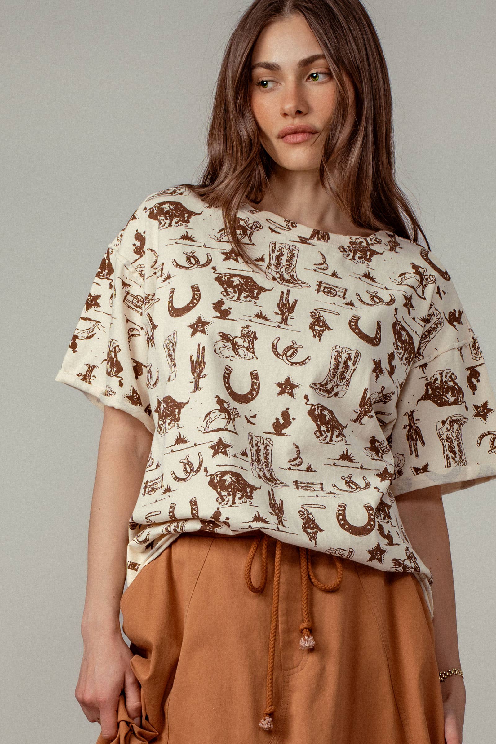 Urban Daizy Western Graphic Print Relaxed Fit Tee Blue T-Shirt - Women's (UDZ-DR-00390) – alternate view 24