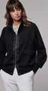 Scuba Zip Up Track Bomber Jacket Pilates Athflow for Women in BLACK - Women's Jackets & Blazers | Urban Daizy