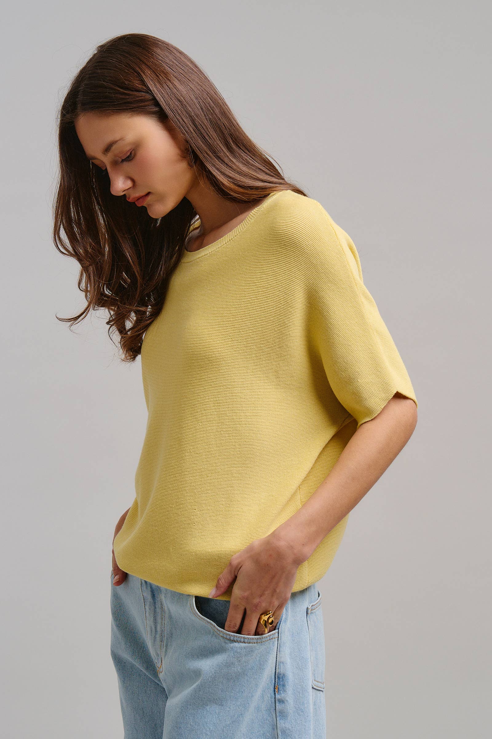 Relaxed Dolman Sleeve Knit Sweater Top