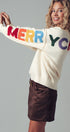 Urban Daizy Rainbow Graphic Lettering Oversized Knit Sweater Cream Knit Sweater - Women's (UDZ-TP-00814) – alternate view 4