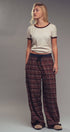 Urban Daizy Plaid Wide-Leg Lounge Pants Brown-Multi Lounge Sweatpants/Joggers - Women's (UDZ-KN-00150) – alternate view 14