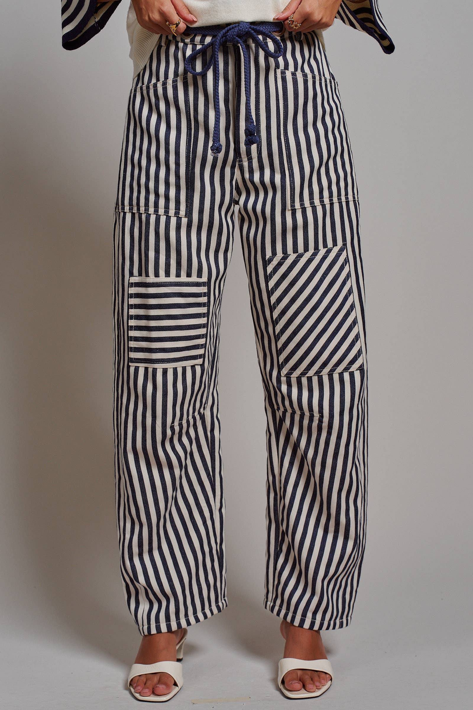 Railroad Striped Patch Pocket Spring Utility Pants