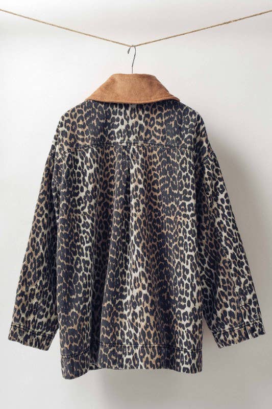 Urban Daizy Corduroy Collar Leopard Print Jacket Leopard Jacket - Women's (UDZ-KN-00652) – alternate view 9