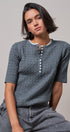 Wool Blend Cable Knit Henley with Contrast Neckline in GREY - Women's Sweaters | Urban Daizy