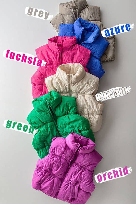 Urban Daizy Stand Collar Quilted Elastic Hem Puffer Vest Azure Outerwear Vest - Women's (UDZ-OT-00268) – alternate view 20