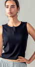 Urban Daizy Ribbed Bamboo Henley Tank Top Black Tank Top - Women's (UDZ-TP-00520) – alternate view 17