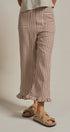 Gingham Ruffle Hem Cropped Wide Leg Pants in Brown in BROWN - Women's Casual Pants | Urban Daizy