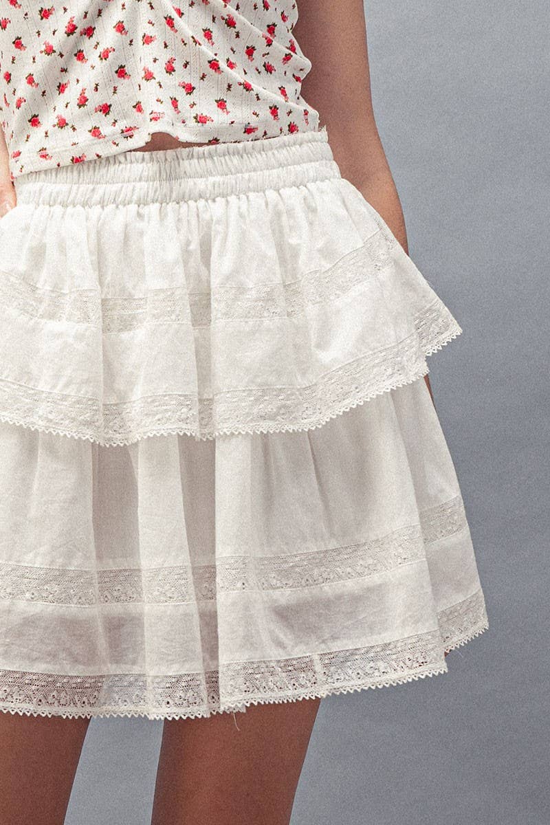 Urban Daizy Scalloped Lace Tiered Romantic Statement Mini Skirt Black Skirt - Women's (UDZ-SK-00114) – alternate view 14