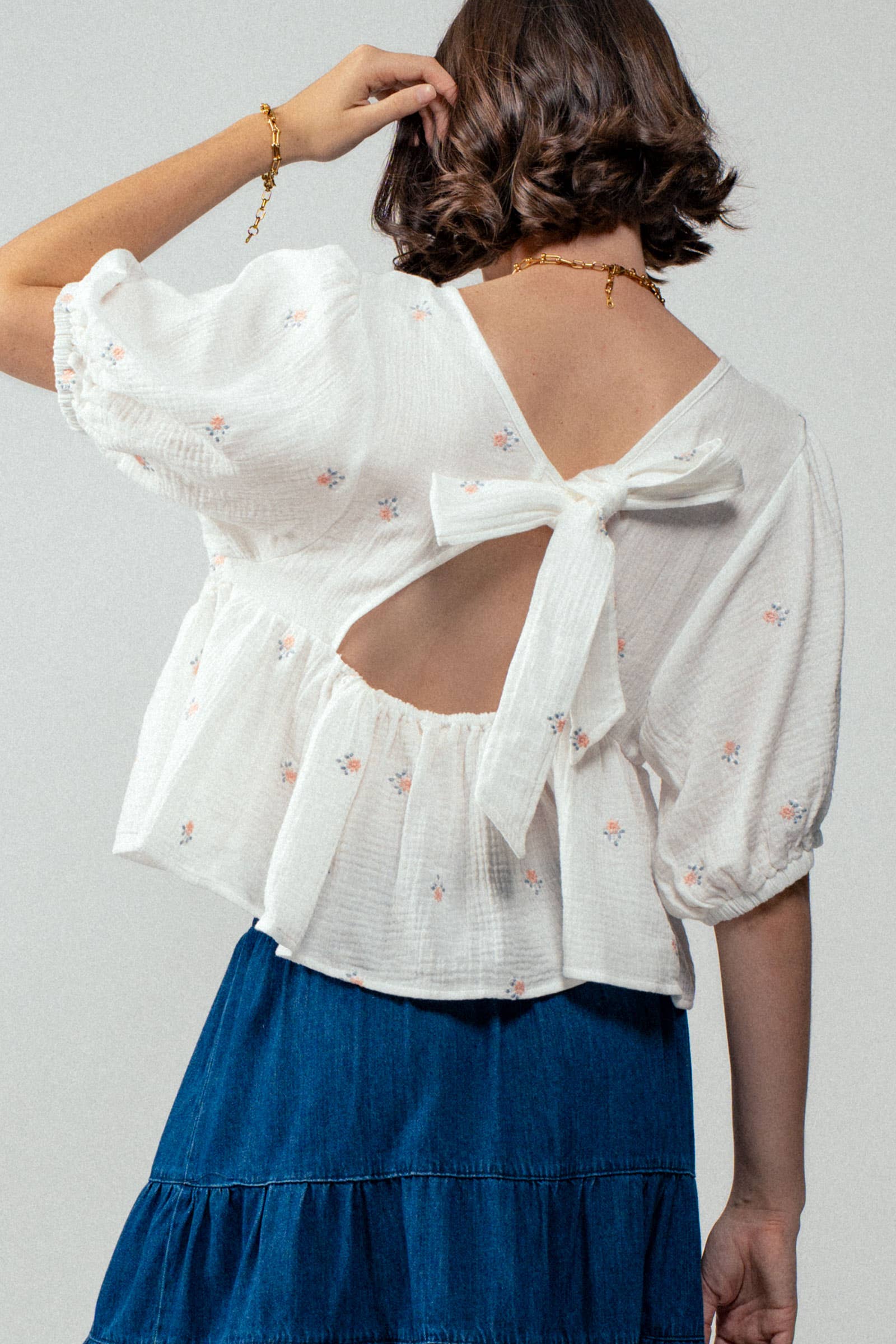 Urban Daizy Floral Embroidered Gauze Blouse Black Blouse - Women's (UDZ-TP-00728) – alternate view 20