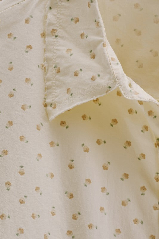 Soft Meadow Button-Down Shirt in CREAM - Women's Shirts & Blouses | Urban Daizy