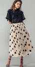 Urban Daizy Polka Dot Elastic Waist Midi Skirt Cream Skirt - Women's (UDZ-SK-00099) – alternate view 14
