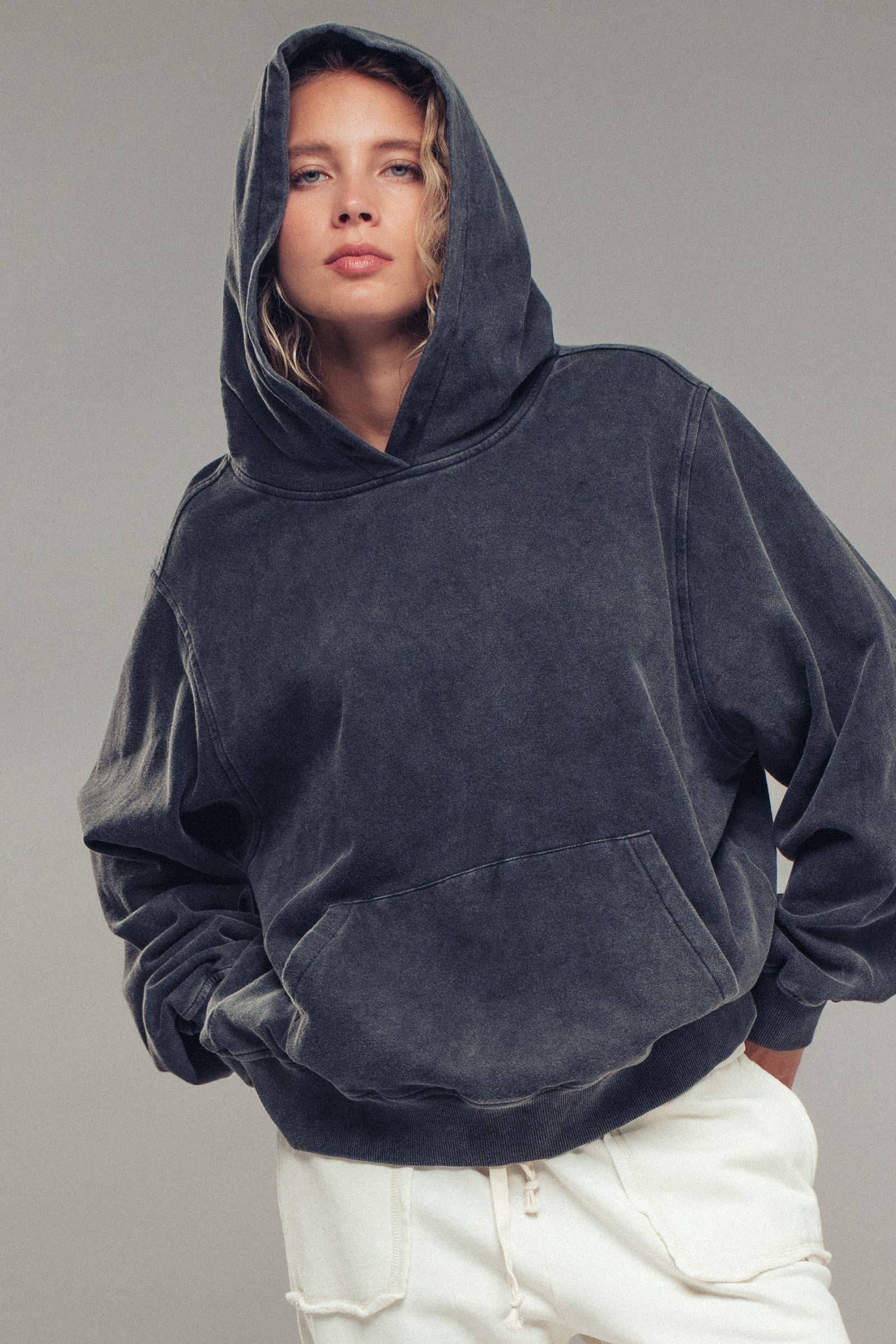 Vintage Wash Oversized Brushed Hoodie