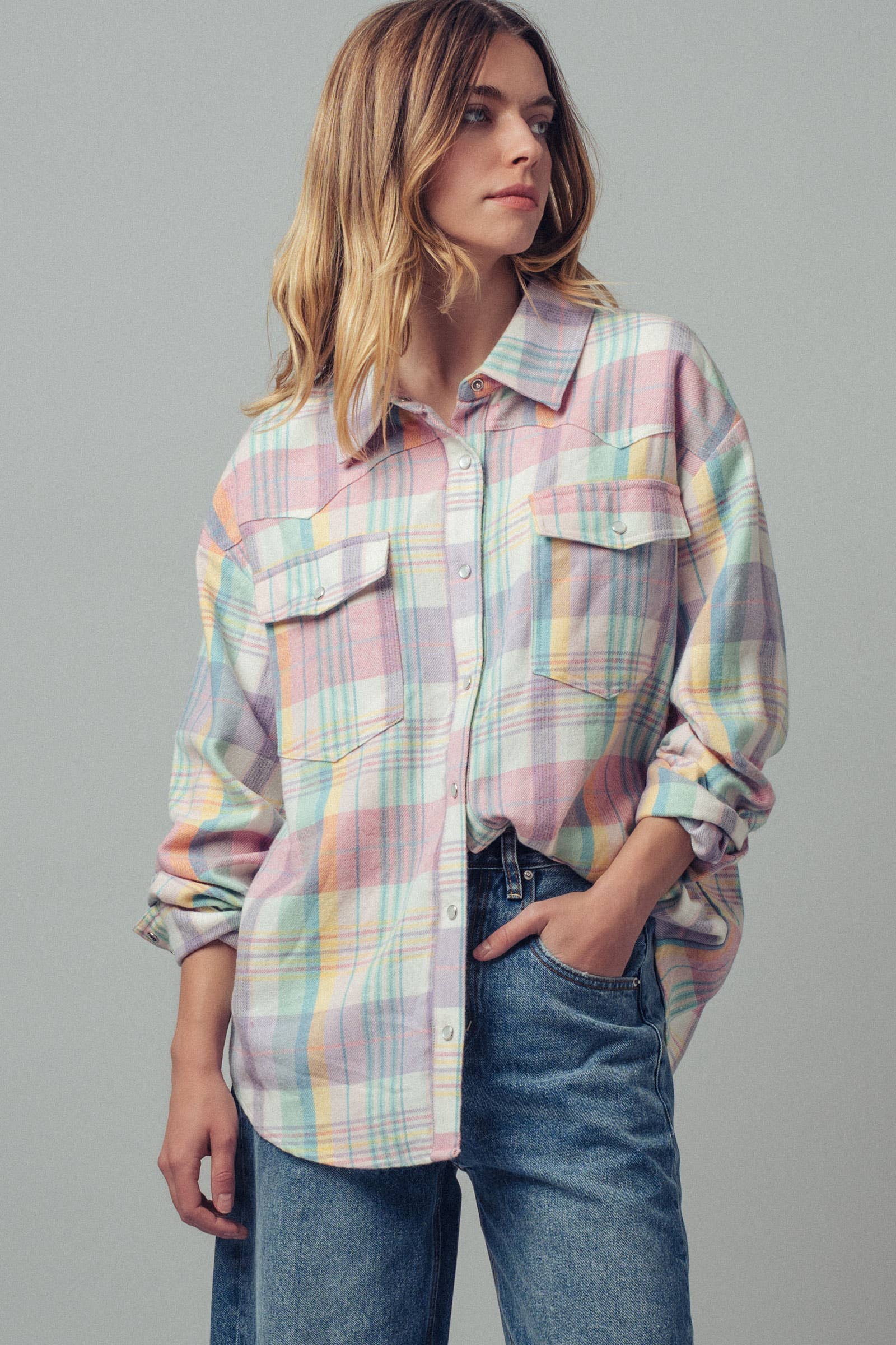 Plaid Snap-Front Western Shirt