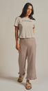 Gingham Ruffle Hem Cropped Wide Leg Pants in Brown in BROWN - Women's Casual Pants | Urban Daizy