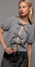 Urban Daizy Gingham Triple Bow Puff Sleeve Crop Top Pink Blouse - Women's (UDZ-TP-01033) – alternate view 17