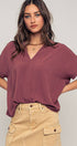 Urban Daizy Relaxed V-Neck Top with Folded Sleeves Ivory Blouse - Women's (UDZ-TP-00570) – alternate view 14